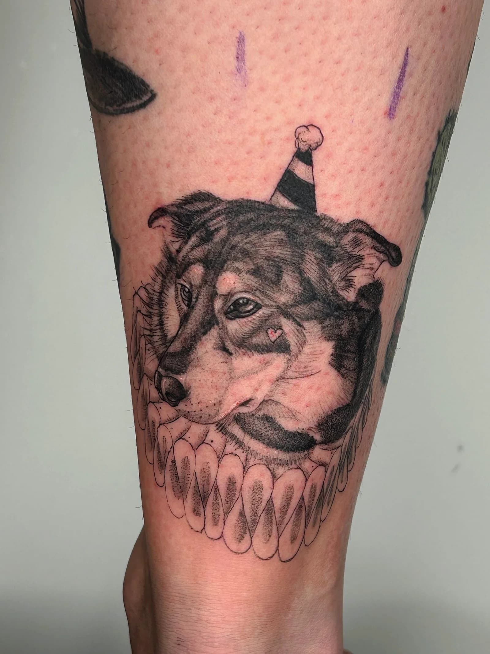 Tattoo Chien en Colerette