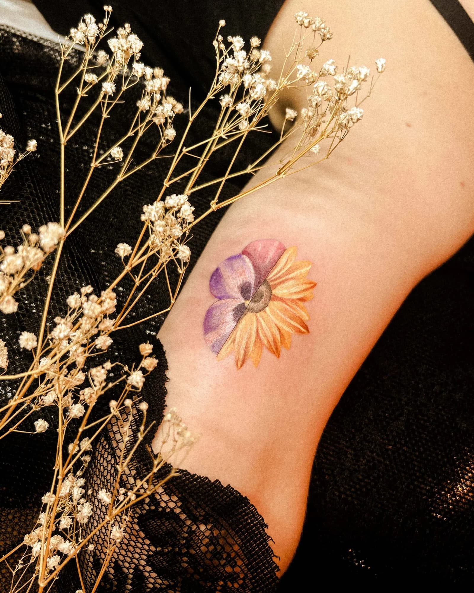tattoo fleur couleur